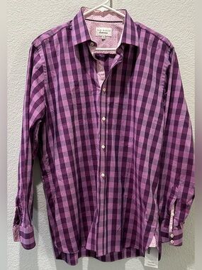 Ted Baker Purple and Dark Purple Check Button-Down Shirt